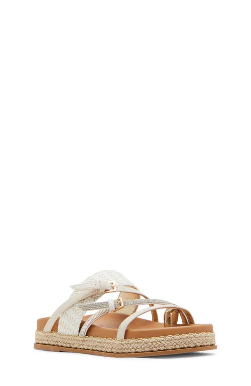 Steve Madden Kids' Jtickle Espadrille Platform Slide Sandal In Bone Multi