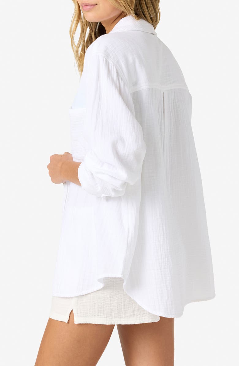 O'Neill Leni Oversize Cotton Gauze Button-Up Shirt, Alternate, color, White