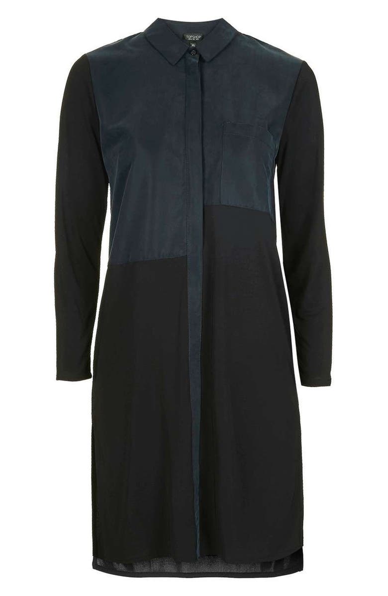 Topshop Hybrid Long Sleeve Shirtdress, Alternate, color, 
