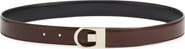 Saint Laurent YSL Logo Buckle Reversible Leather Belt