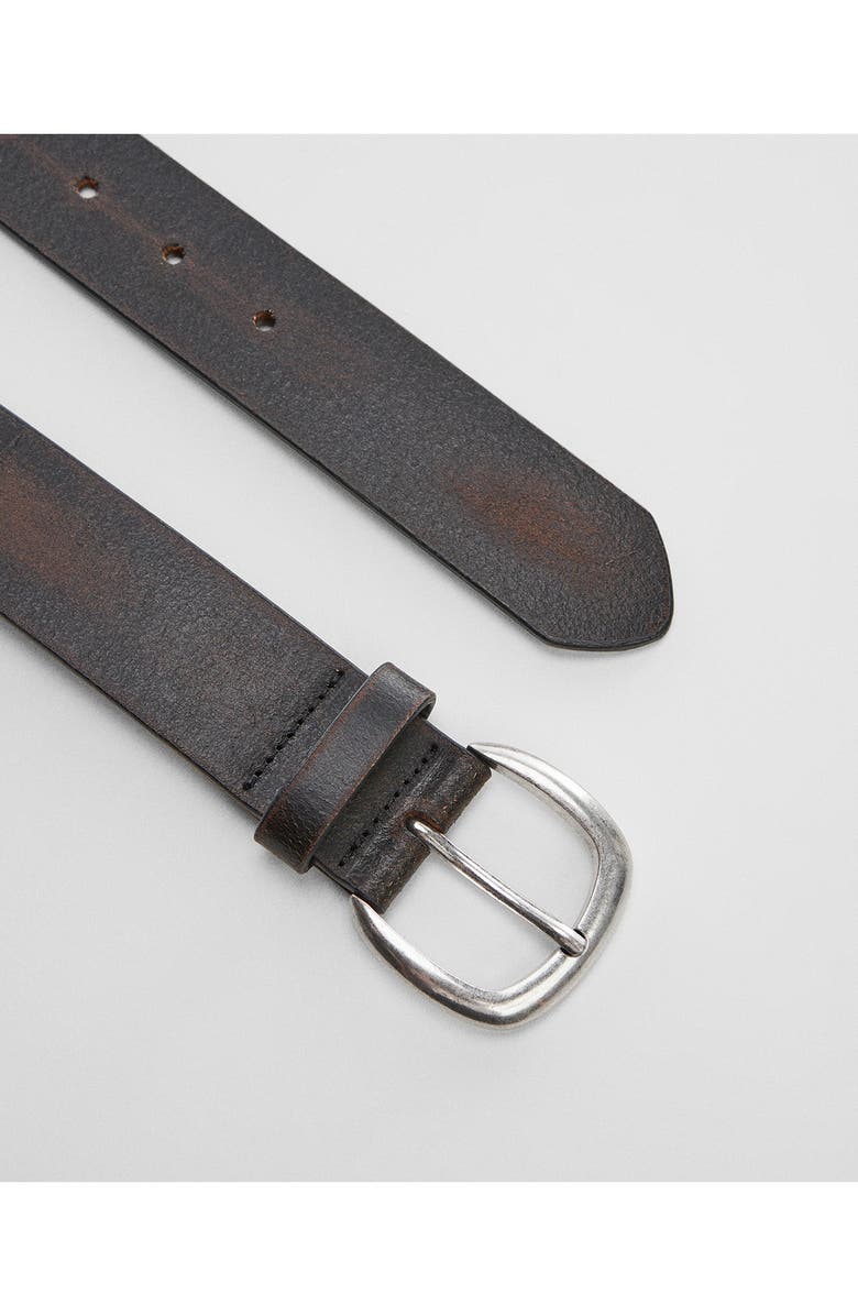 MANGO Square Buckle Leather Belt, Alternate, color,