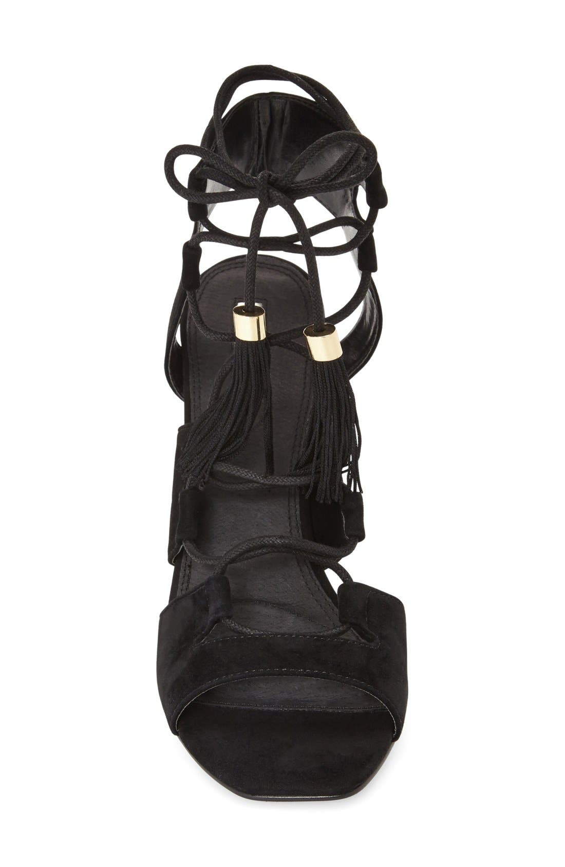 Topshop Tassel Ghillie Sandal, Alternate, color, 