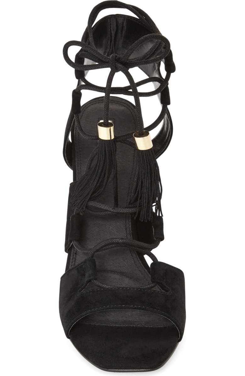 Topshop Tassel Ghillie Sandal, Alternate, color,