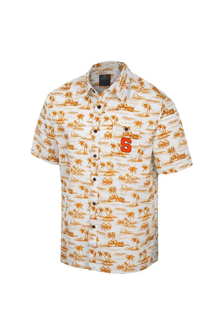 Men's Colosseum White Syracuse Orange Spontaneous is Romantic Camp Button-Up Shirt, Alternate, color, White