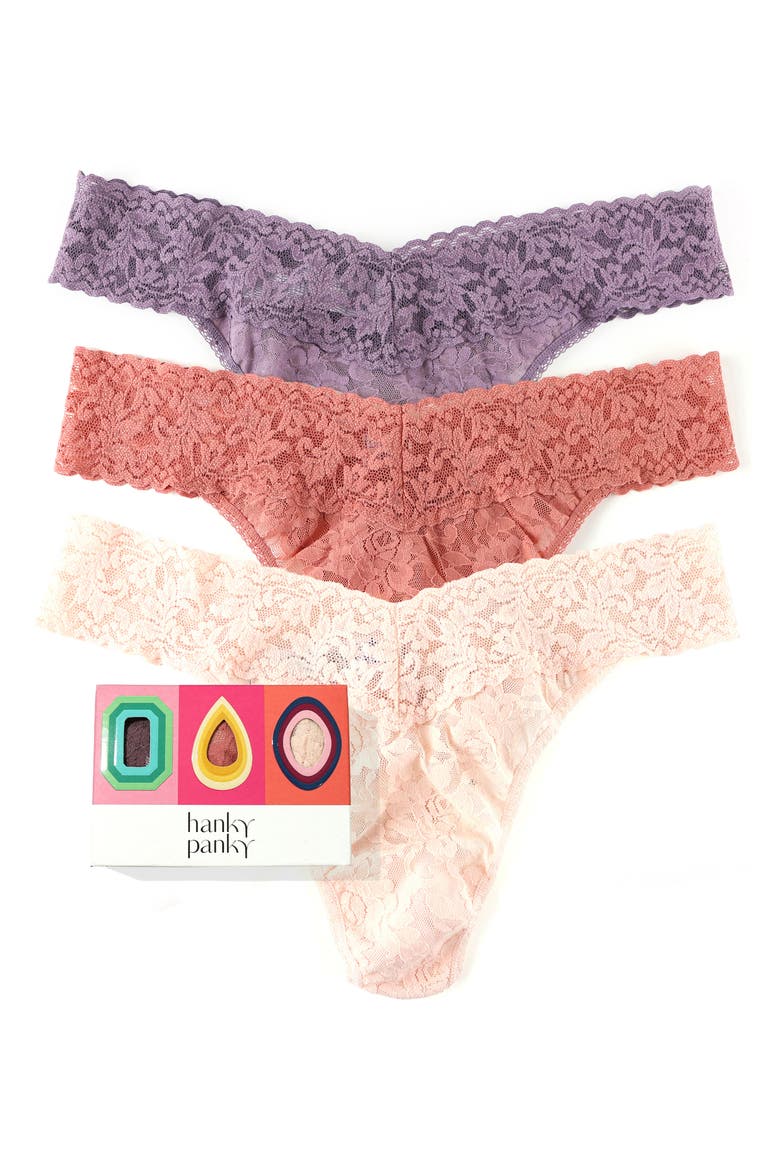 Holiday Assorted 3-Pack Original Rise Thongs, Main, color, DSK/ HMLYN PK/VNL