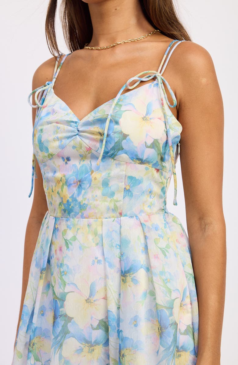 En Saison Vivian Tie Straps Midi Dress, Alternate, color, Ivory Blue Yellow