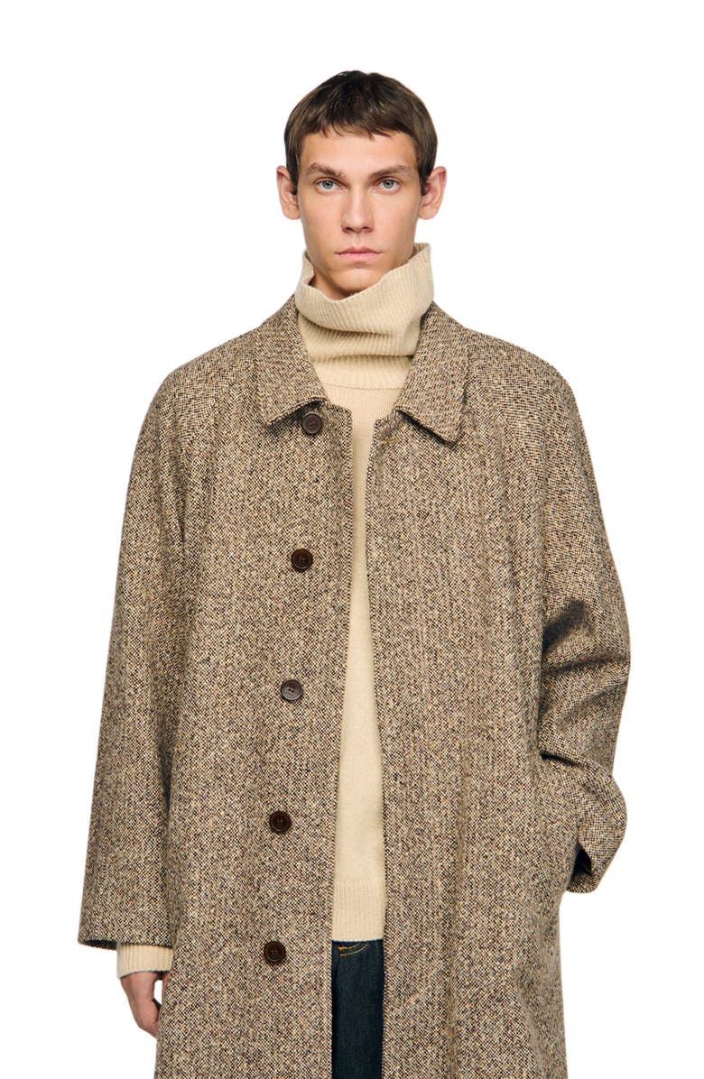 SANDRO Oversized wool coat, Alternate, color, Brown