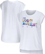 WEAR by Erin Andrews Women's WEAR by Erin Andrews White Los Angeles Rams Greetings From Muscle T-Shirt