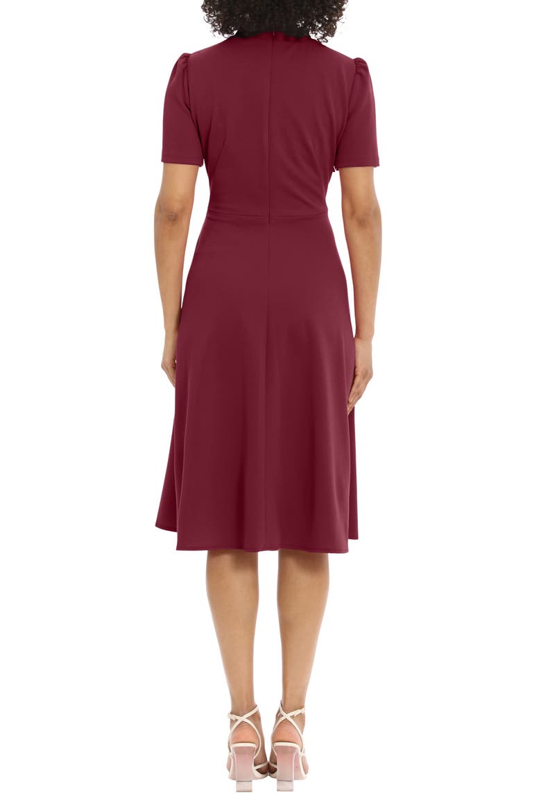 Short Sleeve Necktie Midi Dress, Alternate, color, ARRESTING BURGUNDY