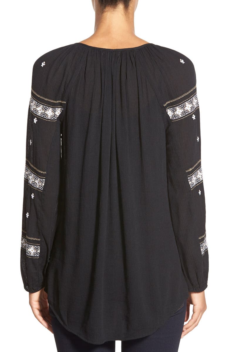 Caslon<sup>®</sup> Embroidered Peasant Tunic Top, Alternate, color,