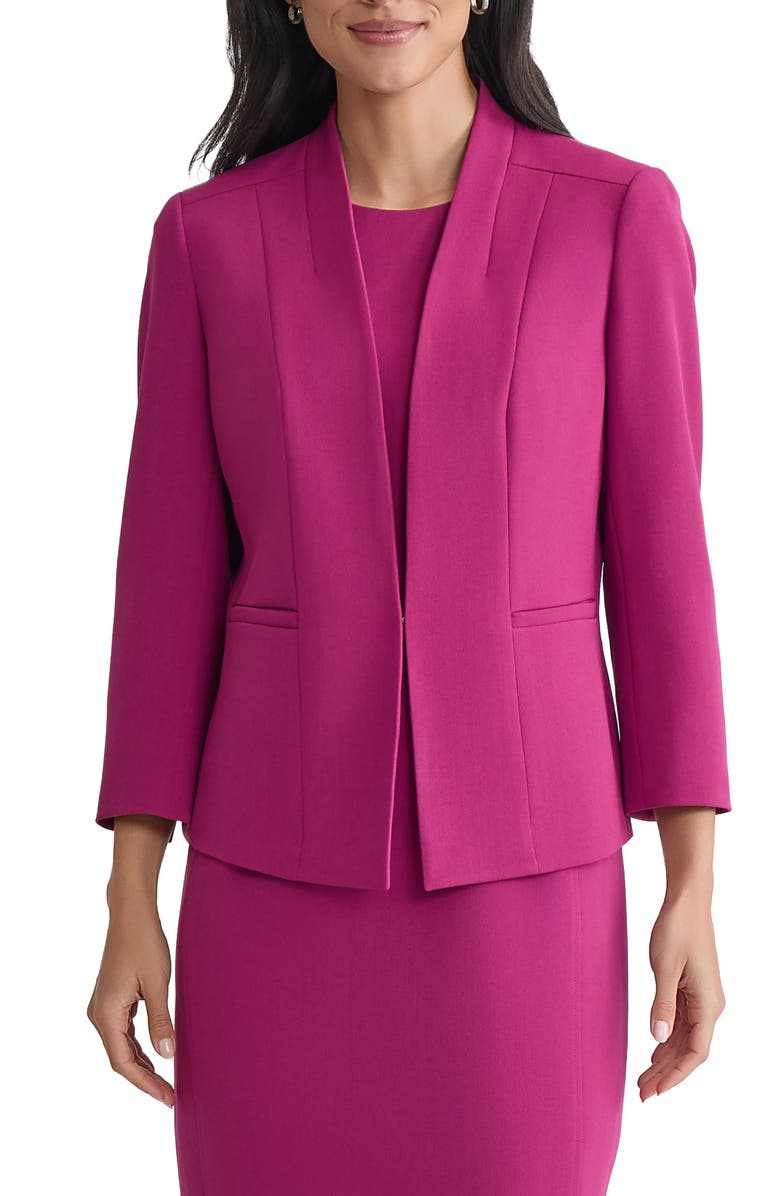 KASPER Three-Quarter Sleeve Jacket, Main, color, Cerise
