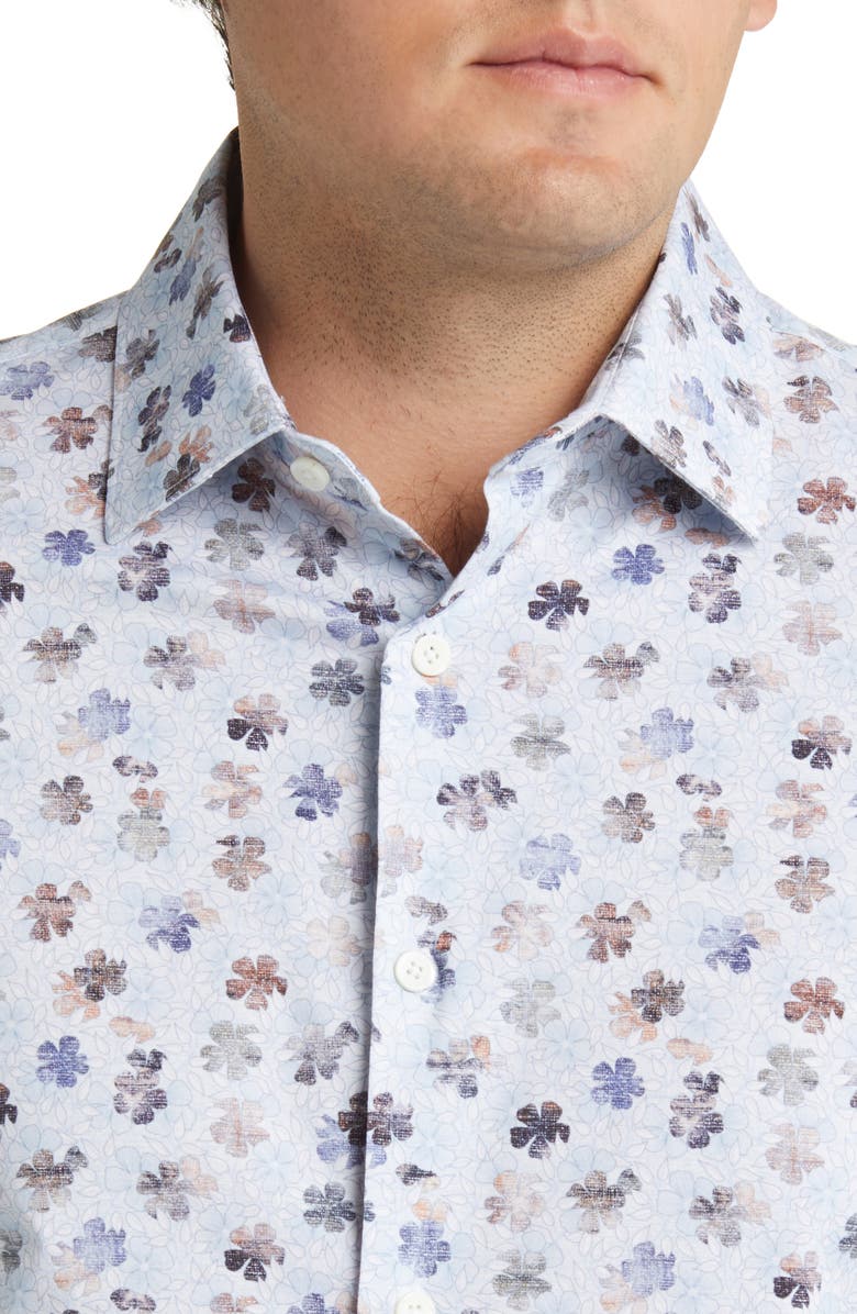 Bugatchi OoohCotton<sup>®</sup> Print Button-Up Shirt, Alternate, color, Classic Blue