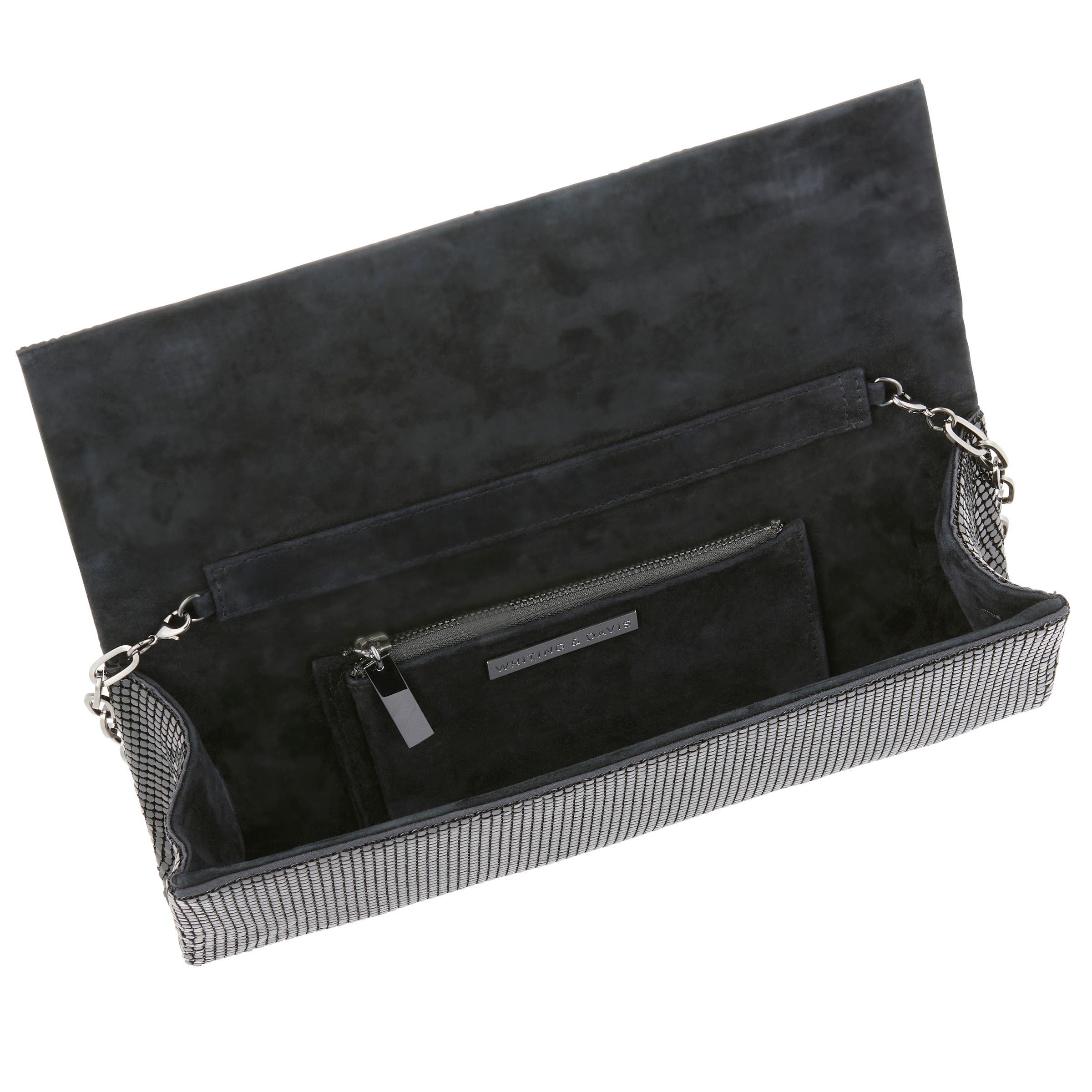 Whiting & Davis Zoe Baguette Clutch, Alternate, color, Black