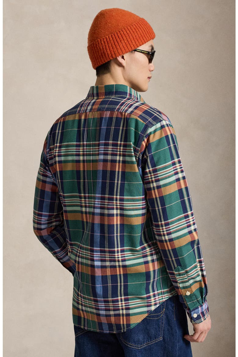 Classic Fit Long Sleeve Oxford Shirt, Alternate, color, GRN/ ORNG