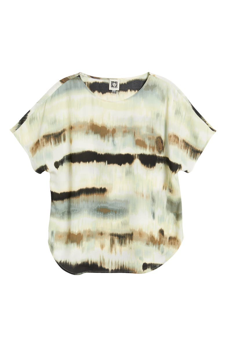 Anne Klein Abstract Print Short Sleeve Top, Alternate, color,