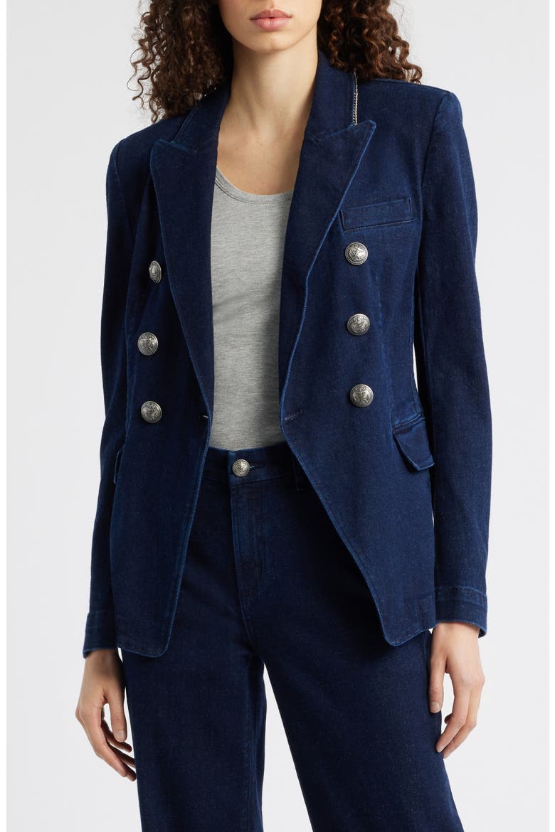 Cera Double Breasted Denim Jacket, Alternate, color, INDIGO