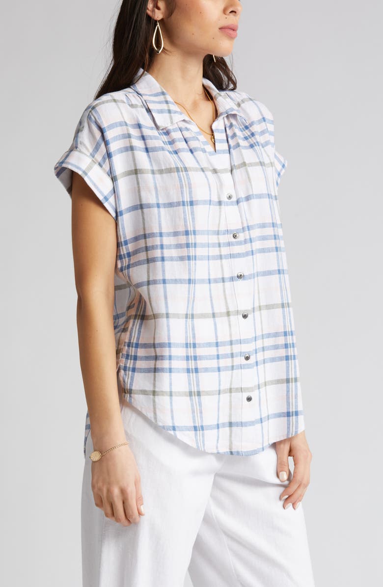 Caslon<sup>®</sup> Short Sleeve Linen Blend Camp Shirt, Alternate, color,