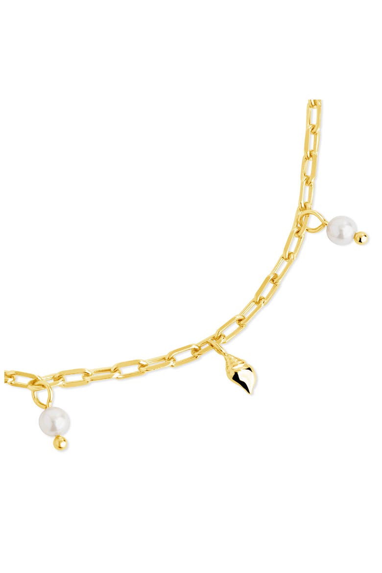 Beverly Freshwater Pearl Charm Anklet, Alternate, color, GOLD