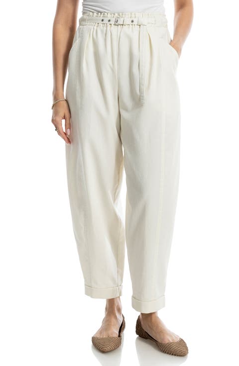 Belted Pique Barrel Leg Pants