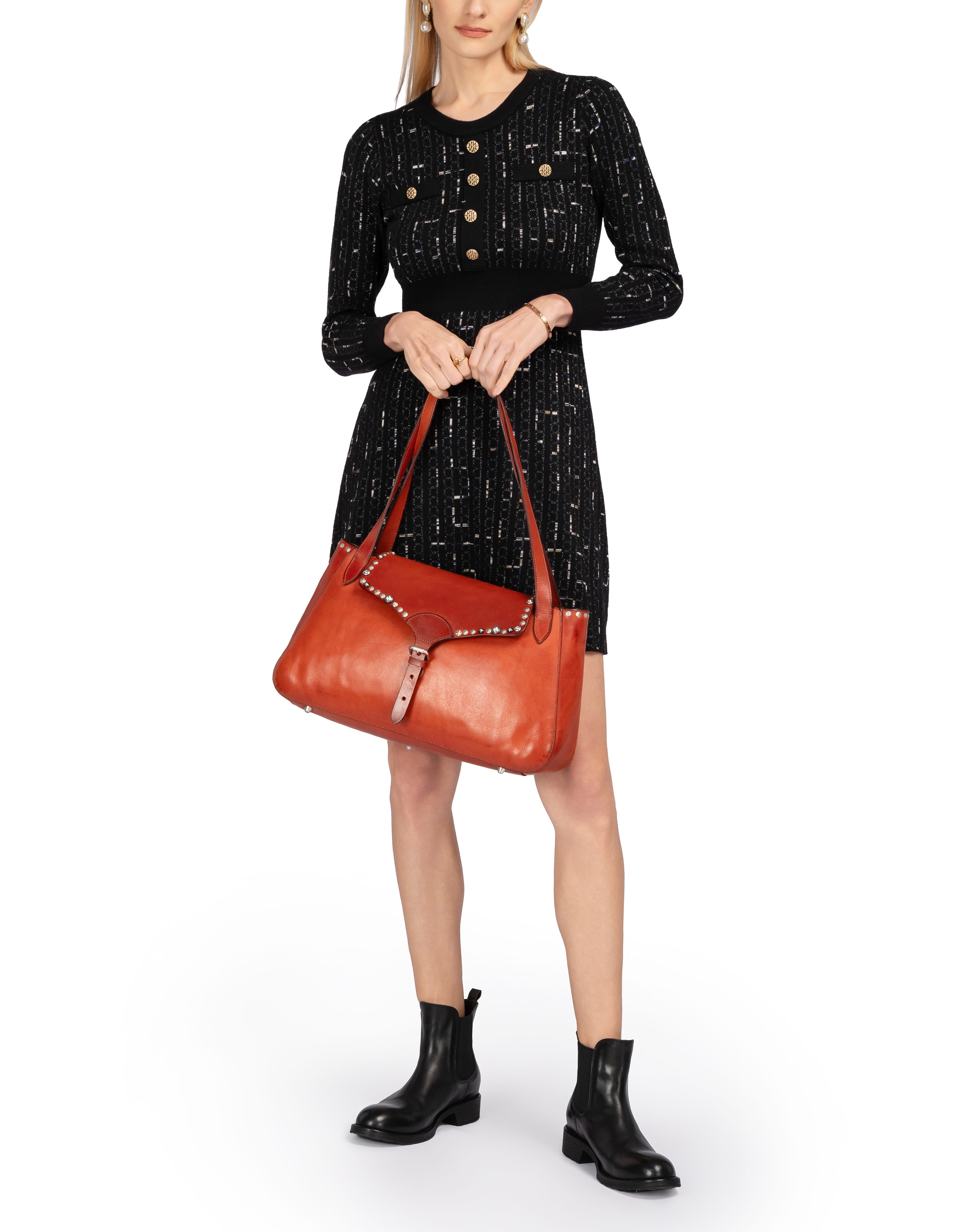 Monarda Genuine Leather Minimal Everyday Shoulder Bag, Alternate, color, Cognac