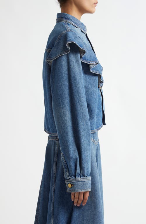 Ulla Johnson The Mathilde Ruffled Denim Shirt In Danube