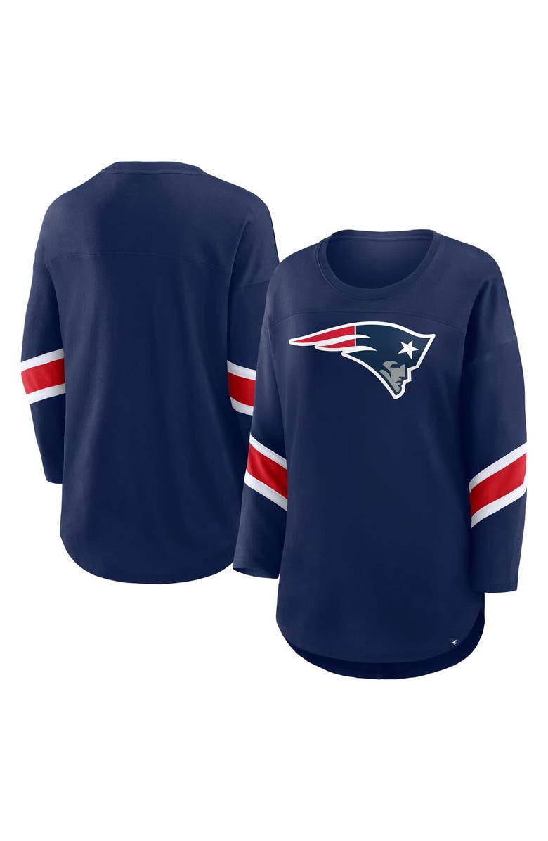 FANATICS Women's Fanatics Navy New England Patriots Plus Size Redzone 3/4-Sleeve Scoop Neck T-Shirt, Main, color, Navy