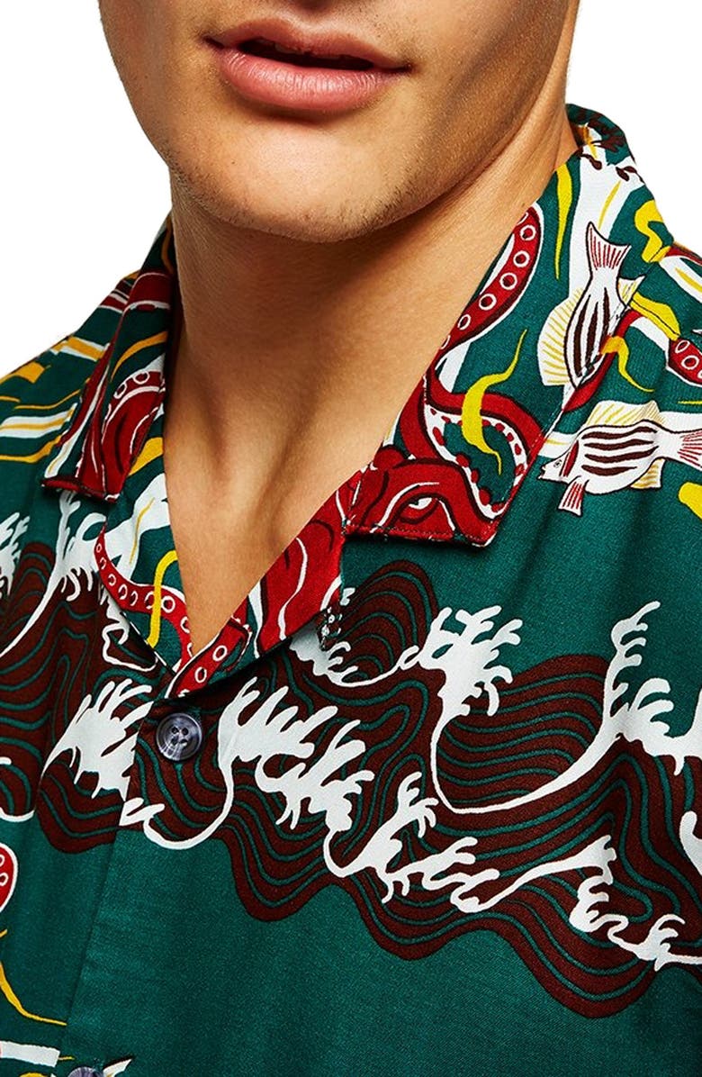 Topman Octopus Classic Fit Shirt, Alternate, color, 