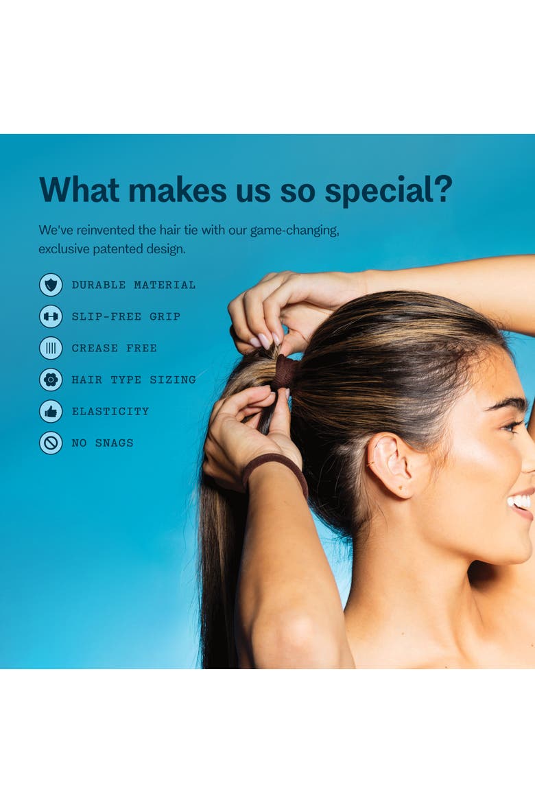 Any Fit Hair Bands, Damage Free Hair Ties Made with Seamless Microfiber Elastics, Alternate, color, Dark Brown