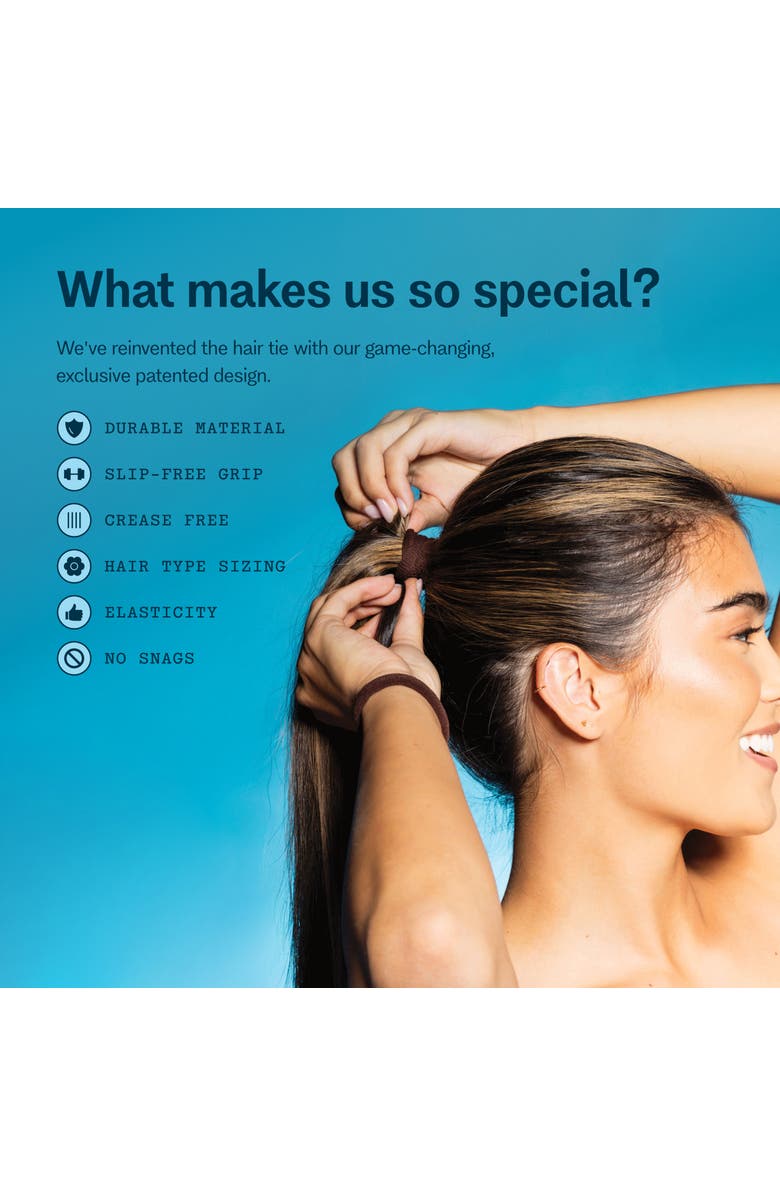 Gimme Beauty Any Fit Hair Bands, Damage Free Hair Ties Made with Seamless Microfiber Elastics, Alternate, color, Dark Brown