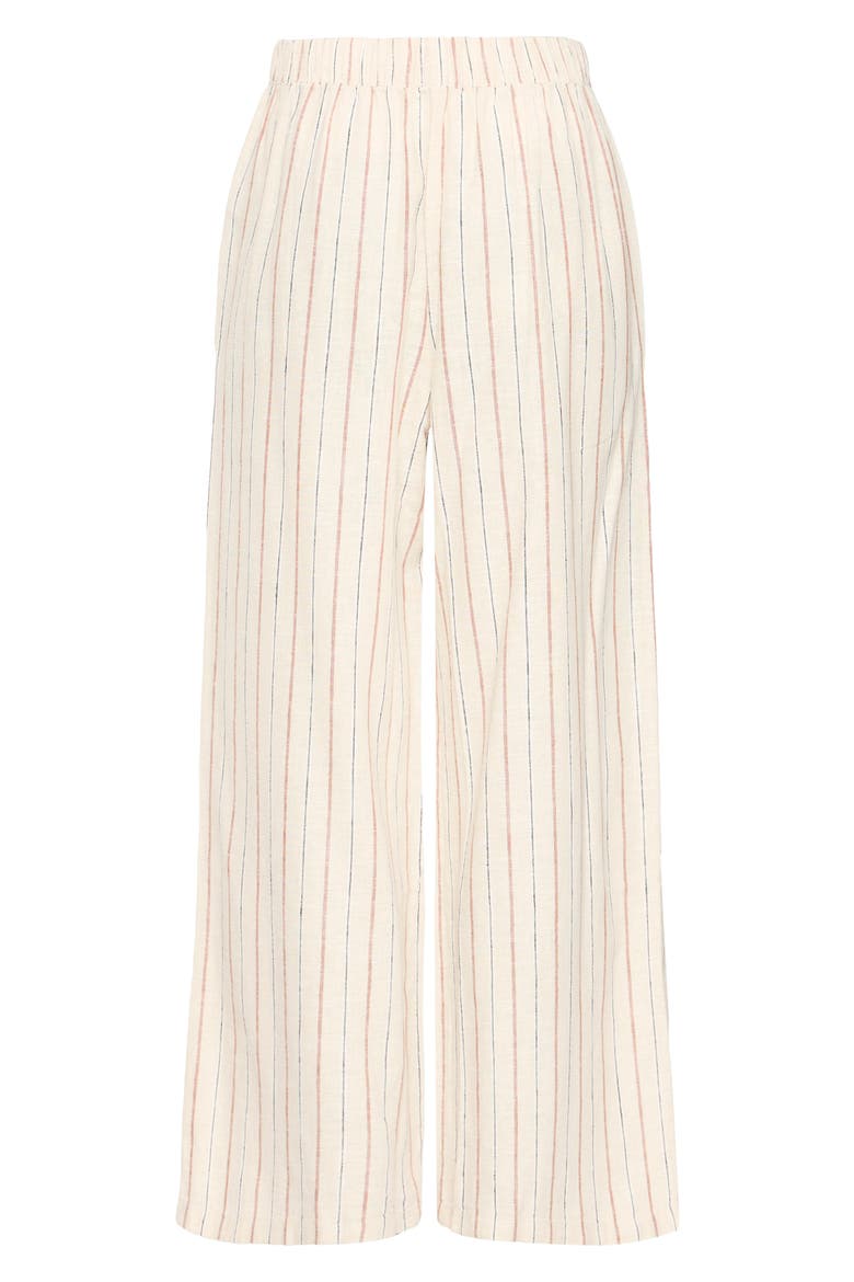 Wide Leg Linen Blend Pants, Alternate, color, BROWN STRIPE