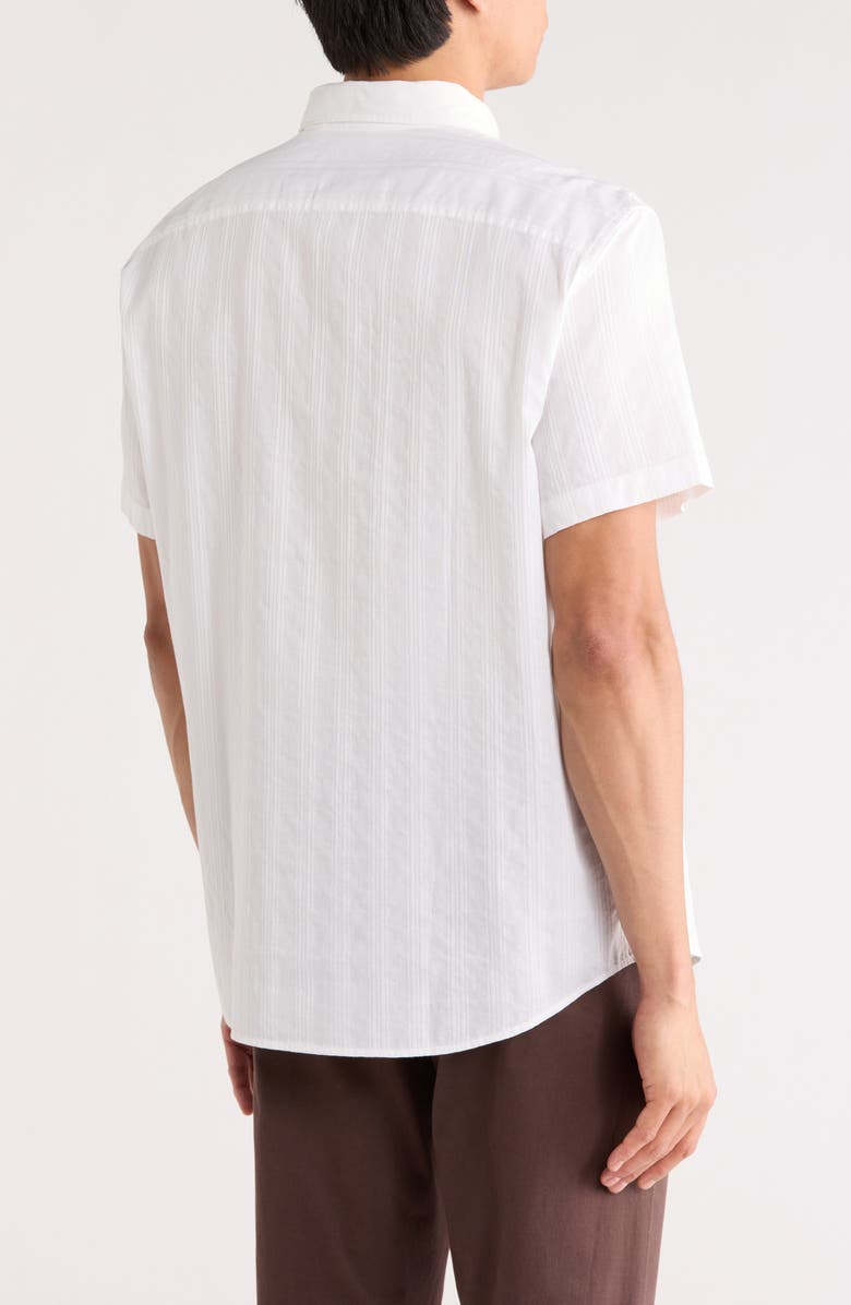 Original Penguin Tonal Stripe Short Sleeve Dobby Button-Up Shirt, Alternate, color, Bright White
