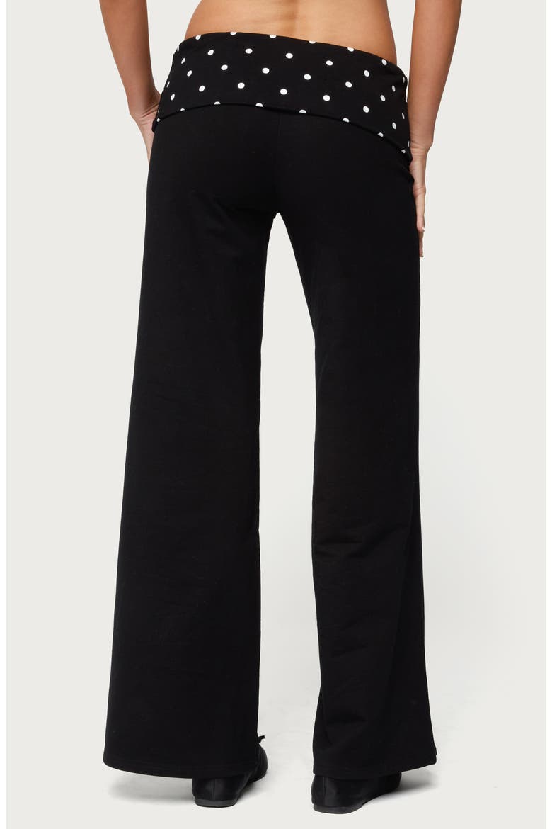 Reeva Polka Dot Foldover Pants, Alternate, color, BLACK
