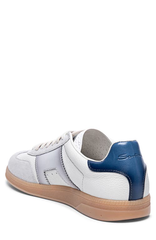 Santoni Dbs Leather And Suede Sneakers In White