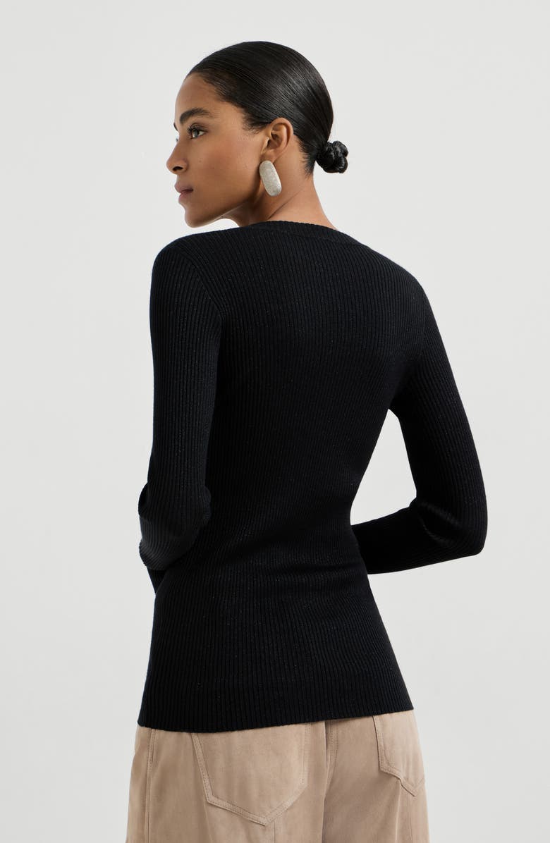 Brunello Cucinelli Cashmere and silk Sparkling sweater, Alternate, color, Black