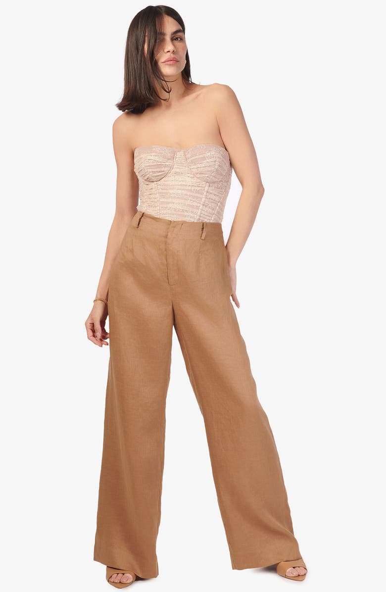 CAMI NYC Iracemi High Waist Linen Flare Pants, Alternate, color, Butterscotch