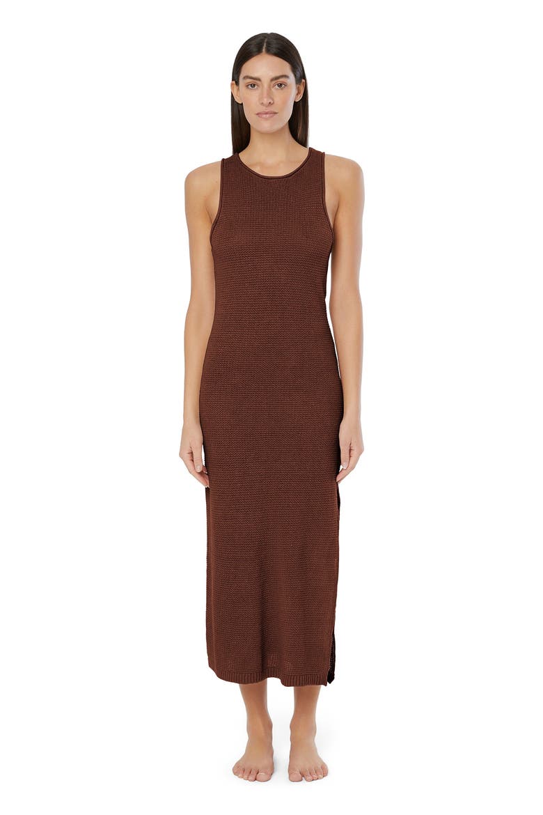 Linen Knit Low Scoop Back Maxi Dress, Main, color, Brown