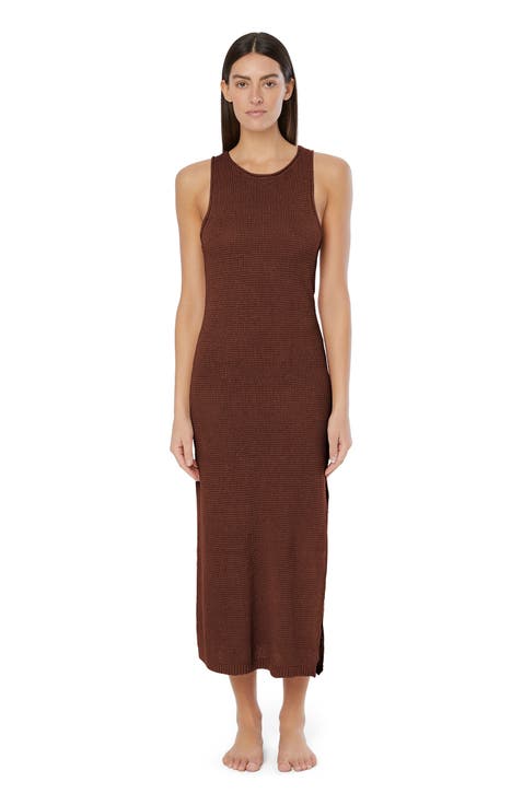 Linen Knit Low Scoop Back Maxi Dress