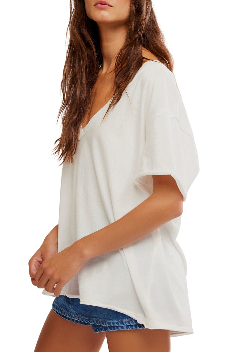 Nina V-Neck Cotton T-Shirt, Alternate, color, WHITE