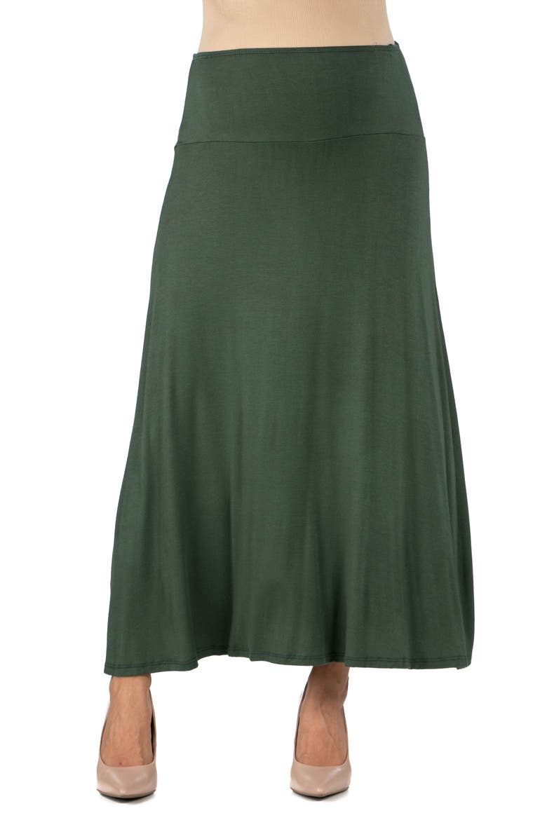 Maternity Elastic Waist Maxi Skirt, Main, color, Olive