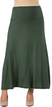 24seven Comfort Apparel Maternity Elastic Waist Maxi Skirt
