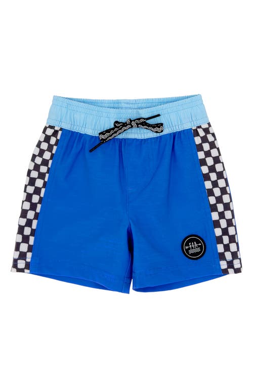 Shop Feather 4 Arrow Check Mate Volley Swim Trunks In Marina Blue