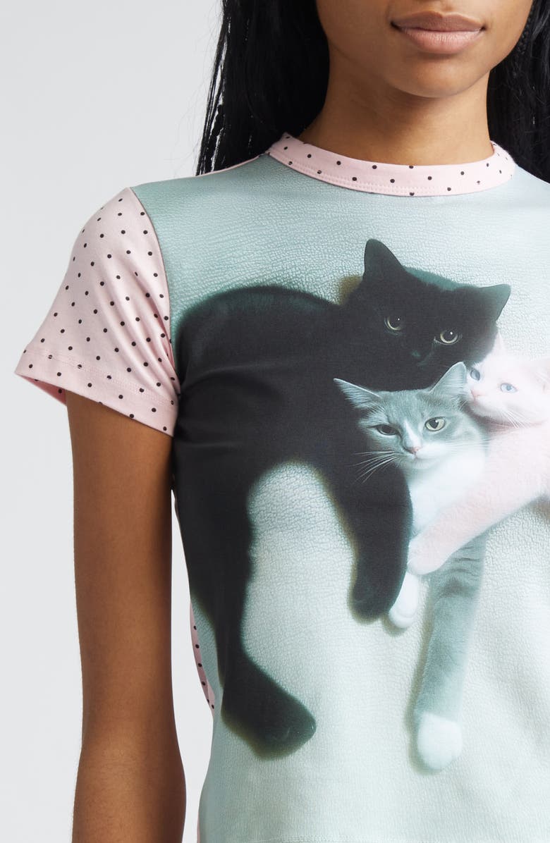 Ashley Williams Kitten Trio Polka Dot Baby Tee, Alternate, color, 