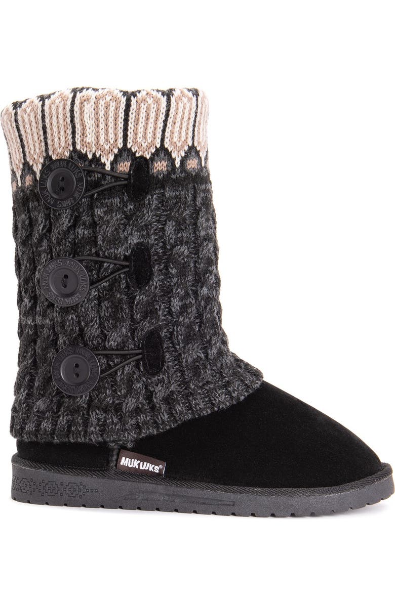 MUK LUKS Cheryl Faux Fur Knit Boot, Main, color,