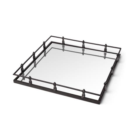 Christa Metal Mirrored Base Square Tray