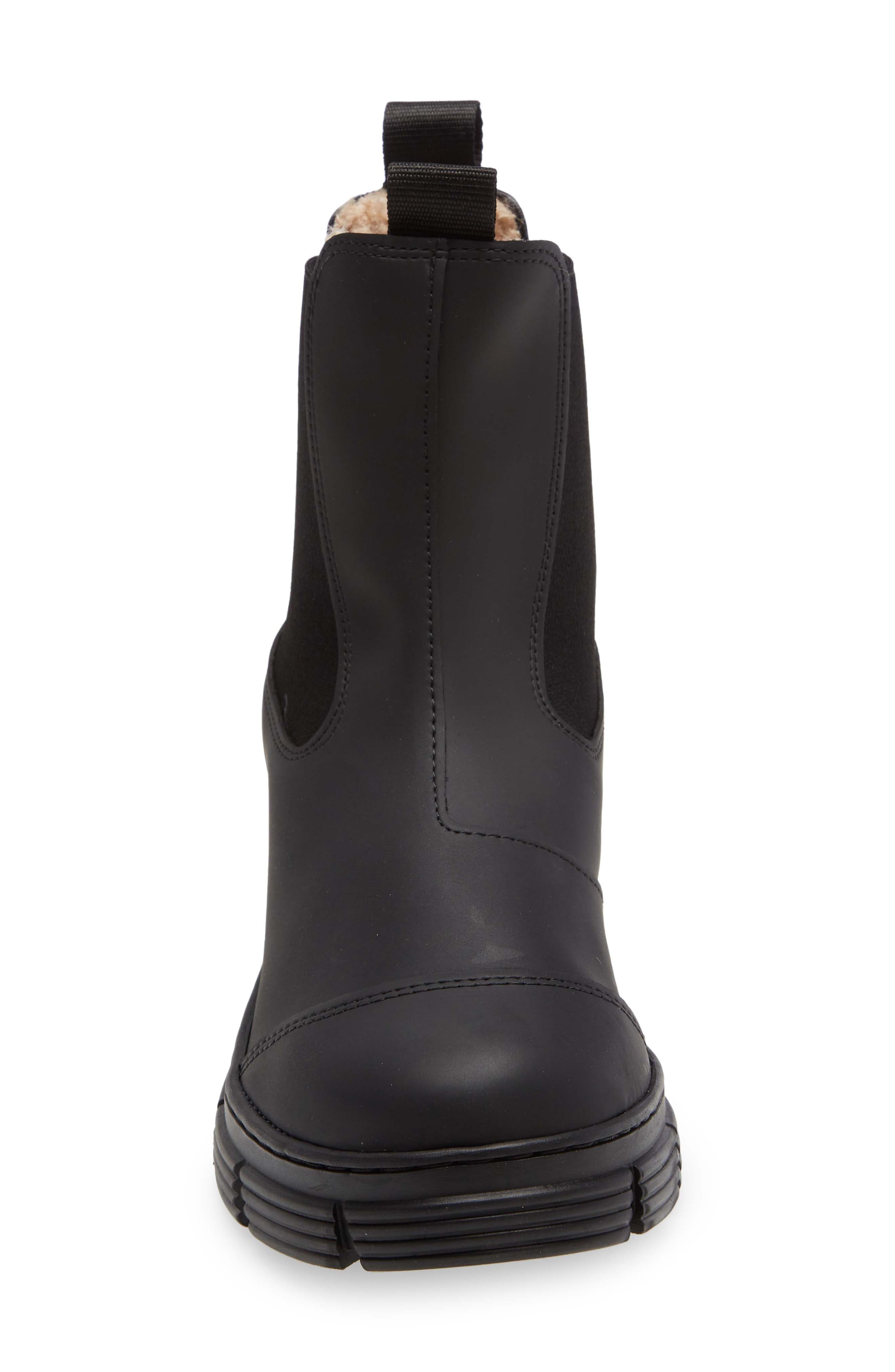 Fur City Faux Shearling Lined Chelsea Boot, Alternate, color, BLACK