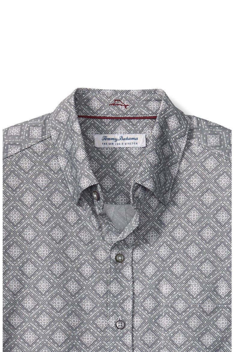 San Lucio Mira Mosaic IslandZone® Cotton Blend Button-Up Shirt, Alternate, color, LIGHT ASH