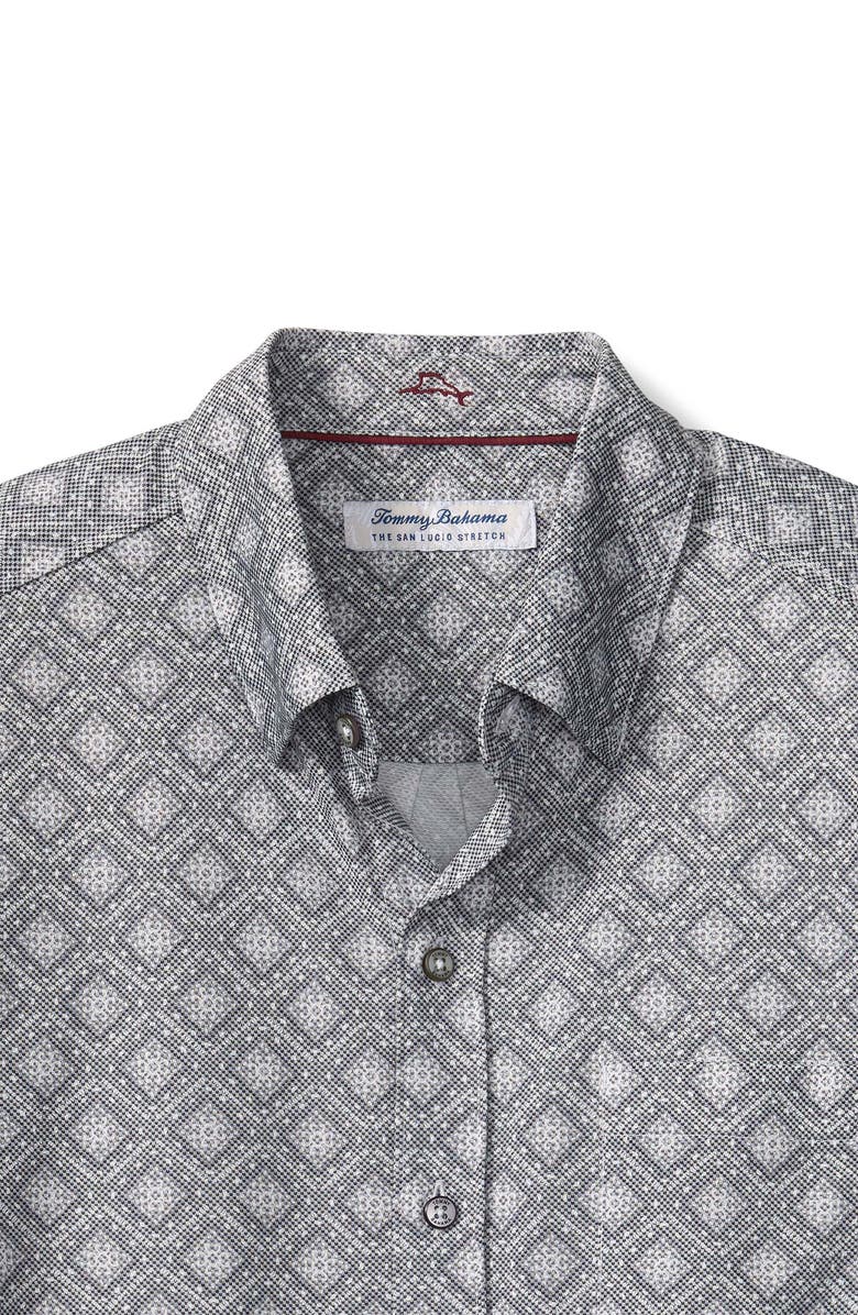 Tommy Bahama San Lucio Mira Mosaic IslandZone<sup>®</sup> Cotton Blend Button-Up Shirt, Alternate, color, Light Ash