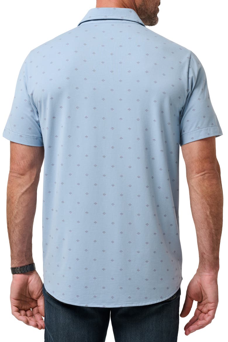 Comfortknit Geo Short Sleeve Button-Up Shirt, Alternate, color, ASH BLUE