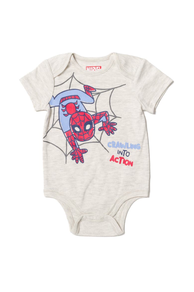 Bodysuit Pants and Hat Set, Alternate, color, Spider Man Oatmeal