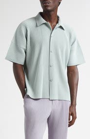 Homme Plissé Issey Miyake Monthly Colors July Pleated Short Sleeve Button-Up Shirt